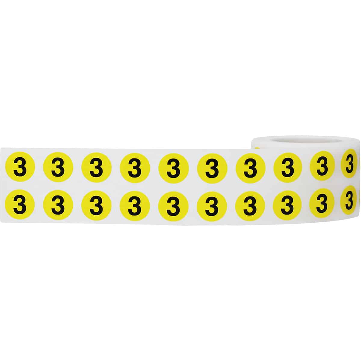 Number 3 Labels | Yellow and Black Small 1/2″ Round QTY 1,000 Number 3 Labels | Yellow and Black Small 1/2″ Round QTY 1,000