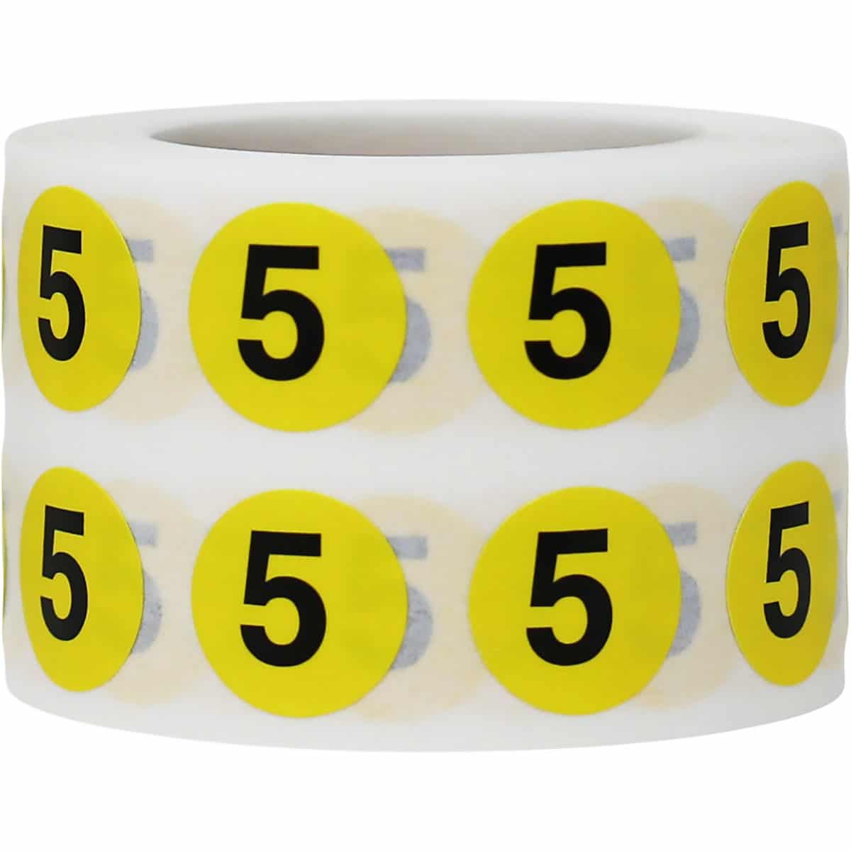 Number 5 Labels | Yellow and Black Small 1/2″ Round QTY 1,000 Number 5 Labels | Yellow and Black Small 1/2″ Round QTY 1,000
