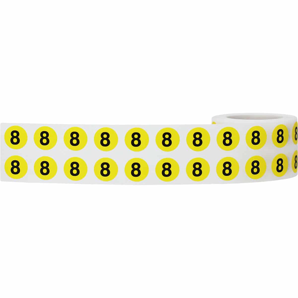 Number 8 Labels | Yellow and Black Small 1/2″ Round QTY 1,000 Number 8 Labels | Yellow and Black Small 1/2″ Round QTY 1,000