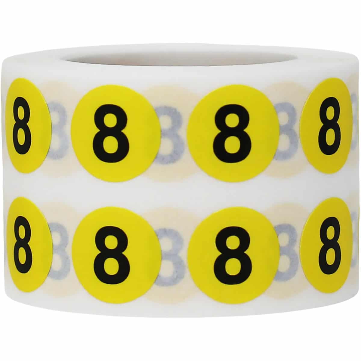 Number 8 Labels | Yellow and Black Small 1/2″ Round QTY 1,000 Number 8 Labels | Yellow and Black Small 1/2″ Round QTY 1,000