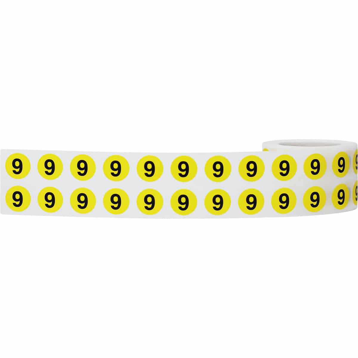 Number 9 Labels | Yellow and Black Small 1/2″ Round QTY 1,000