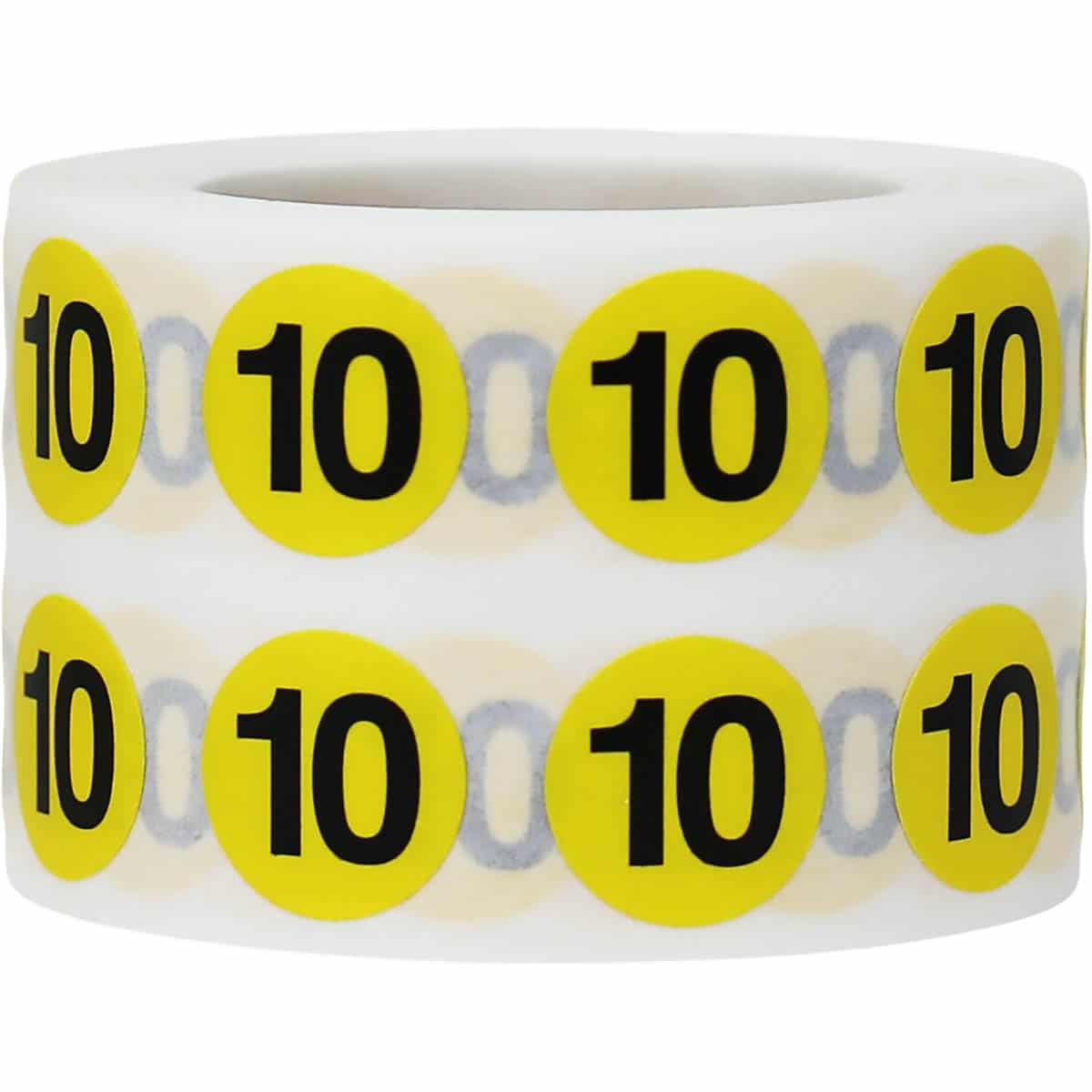 Number 10 Labels | Yellow and Black Small 1/2″ Round QTY 1,000