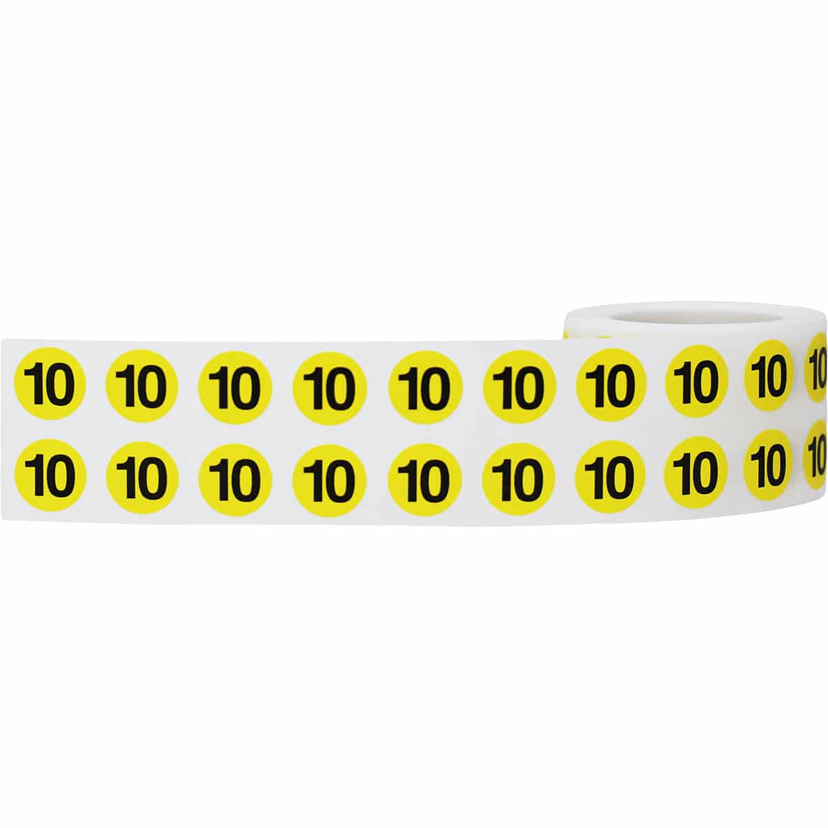 Number 10 Labels | Yellow and Black Small 1/2″ Round QTY 1,000