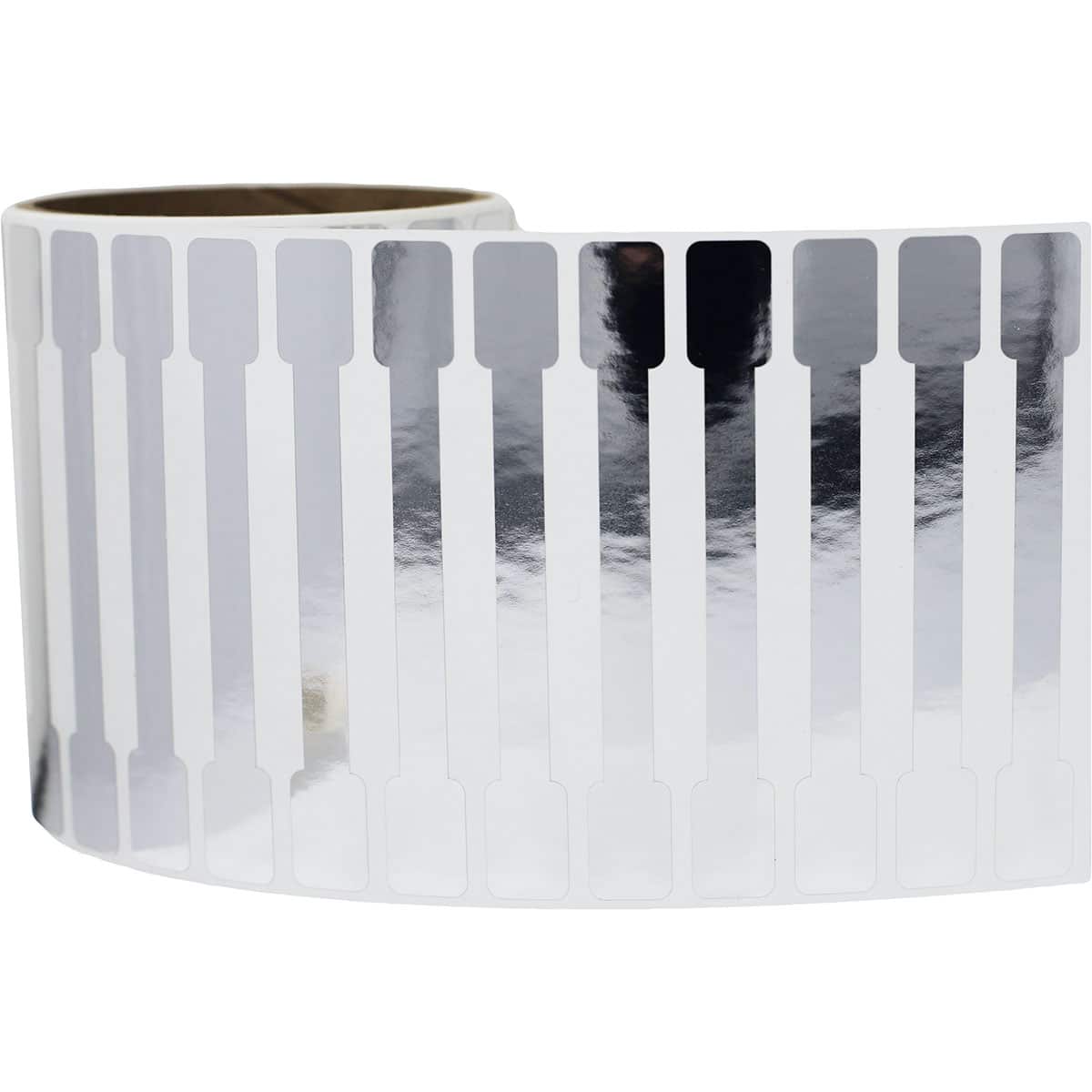 Metallic Silver Blank Tamper Labels 0.5 ends (5/16 band) x 4" Barbell QTY 500 Metallic Silver Blank Tamper Labels 0.5 ends (5/16 band) x 4" Barbell QTY 500