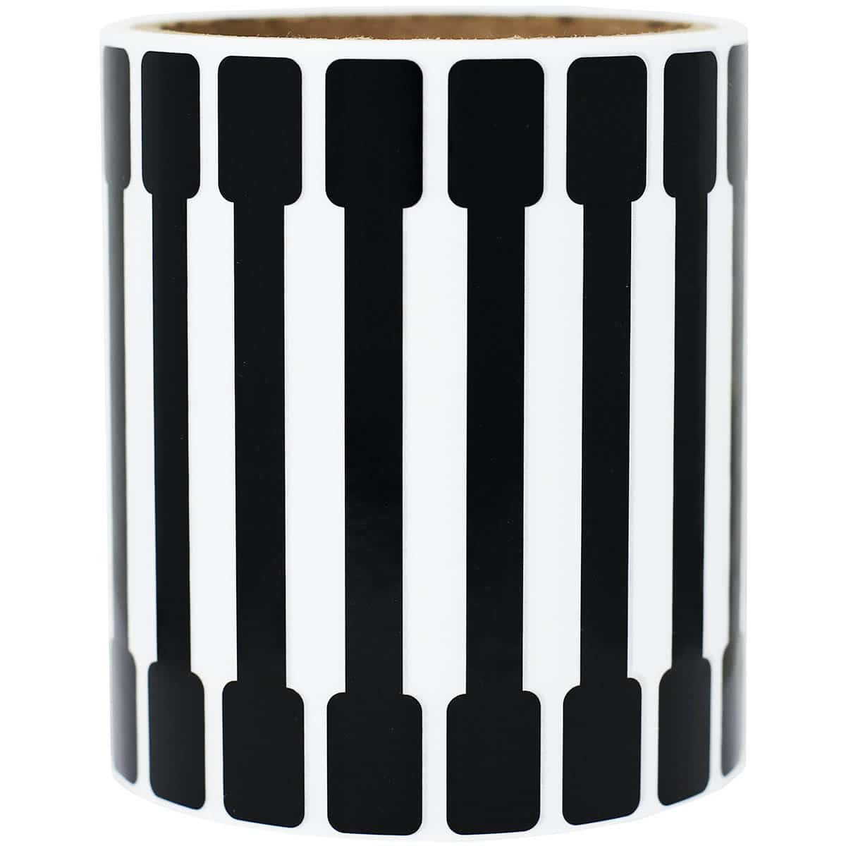 Black Blank Tamper Labels 0.5 ends (5/16 band) x 4" Barbell QTY 500