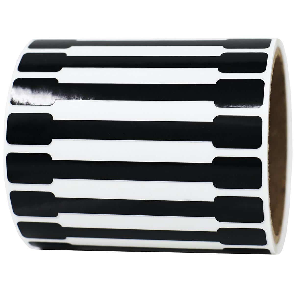 Black Blank Tamper Labels 0.5 ends (5/16 band) x 4" Barbell QTY 500