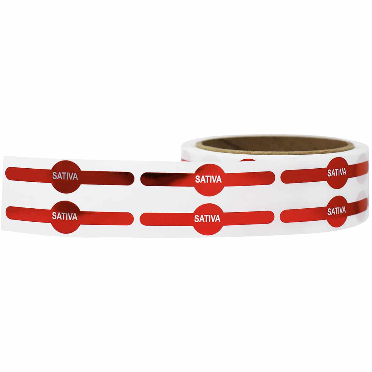 Metallic Red Sativa Vial Tube Labels 0.6 circle (0.25 band) x 2.5" Vial Tube QTY 500