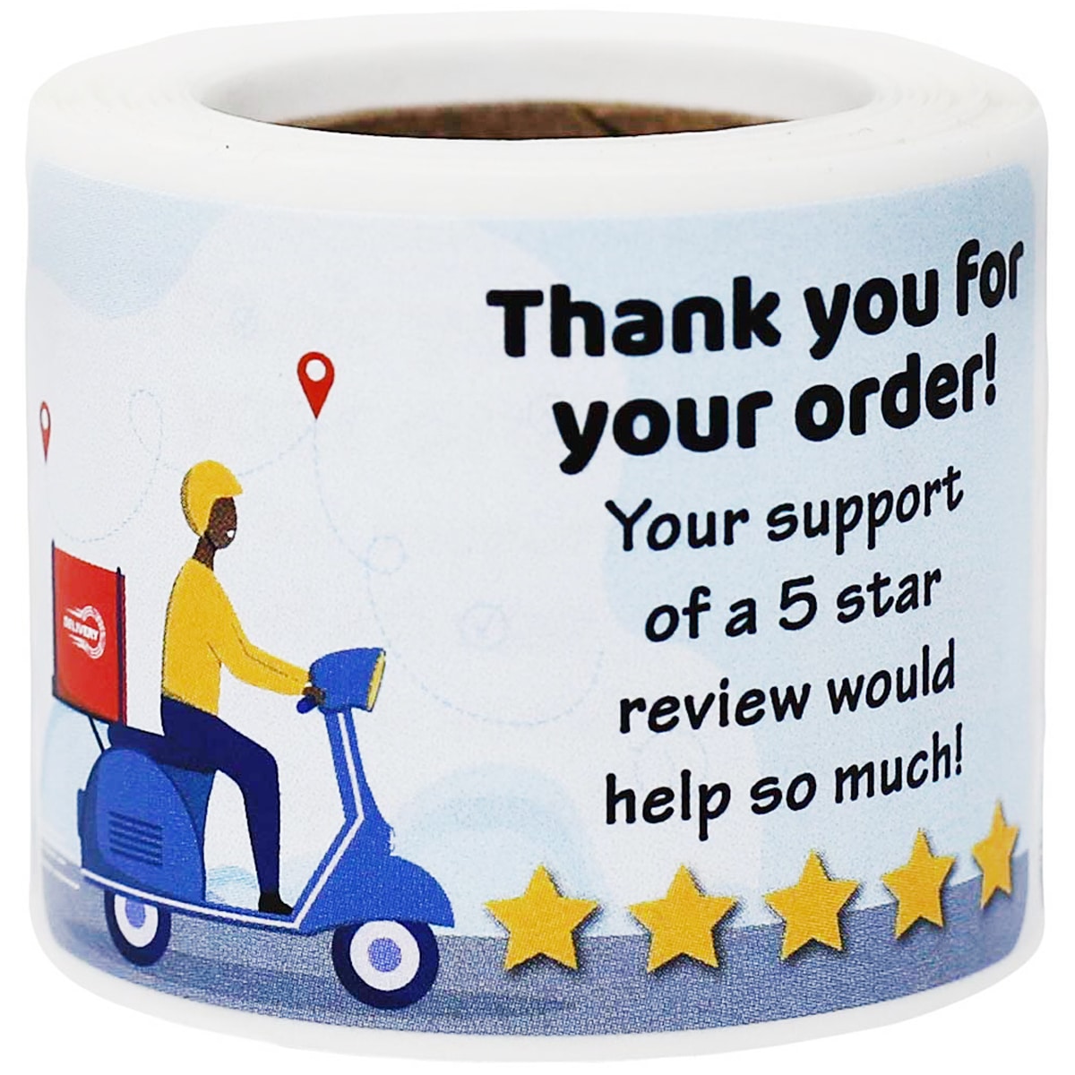 Thank You for Your Order 5 Star Review Delivery Labels QTY 500