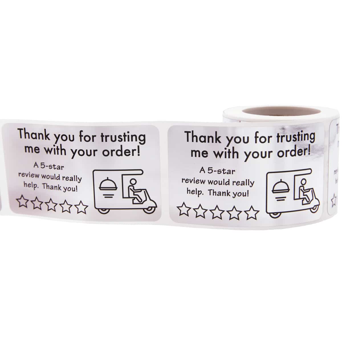 Metallic Silver Thank You for Your Order 5 Star Delivery Labels QTY 500 Metallic Silver Thank You for Your Order 5 Star Delivery Labels QTY 500