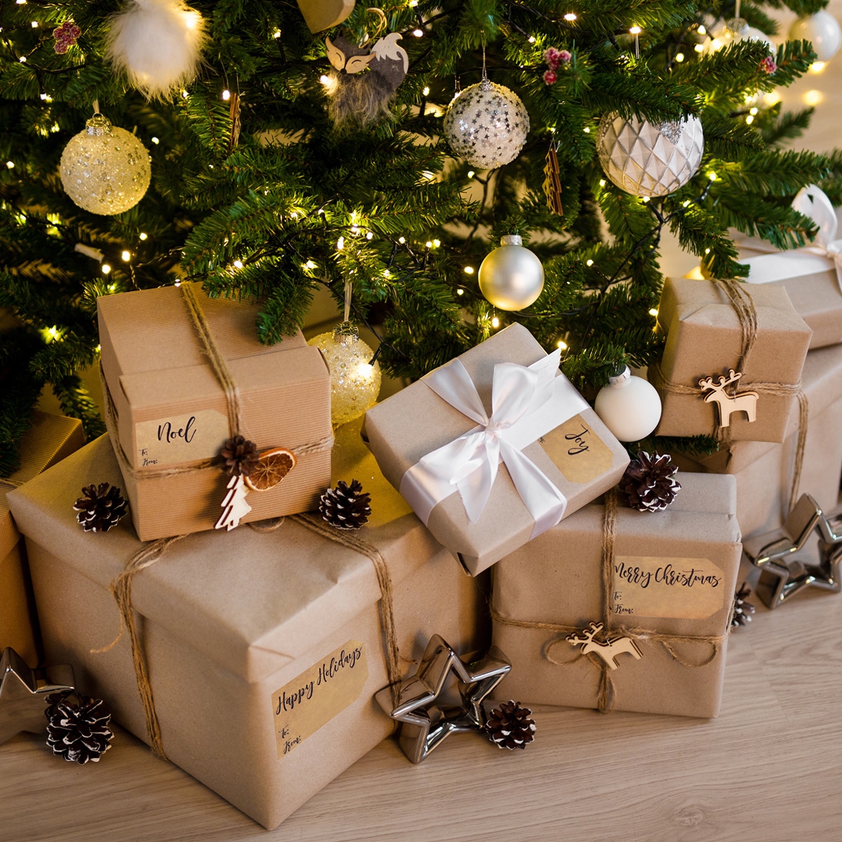 Natural Kraft Happy Holidays Gift Tags Noel Merry Christmas and Joy QTY 100 Natural Kraft Happy Holidays Gift Tags Noel Merry Christmas and Joy QTY 100