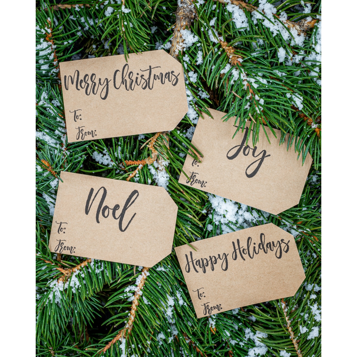 Natural Kraft Happy Holidays Gift Tags Noel Merry Christmas and Joy QTY 100 Natural Kraft Happy Holidays Gift Tags Noel Merry Christmas and Joy QTY 100