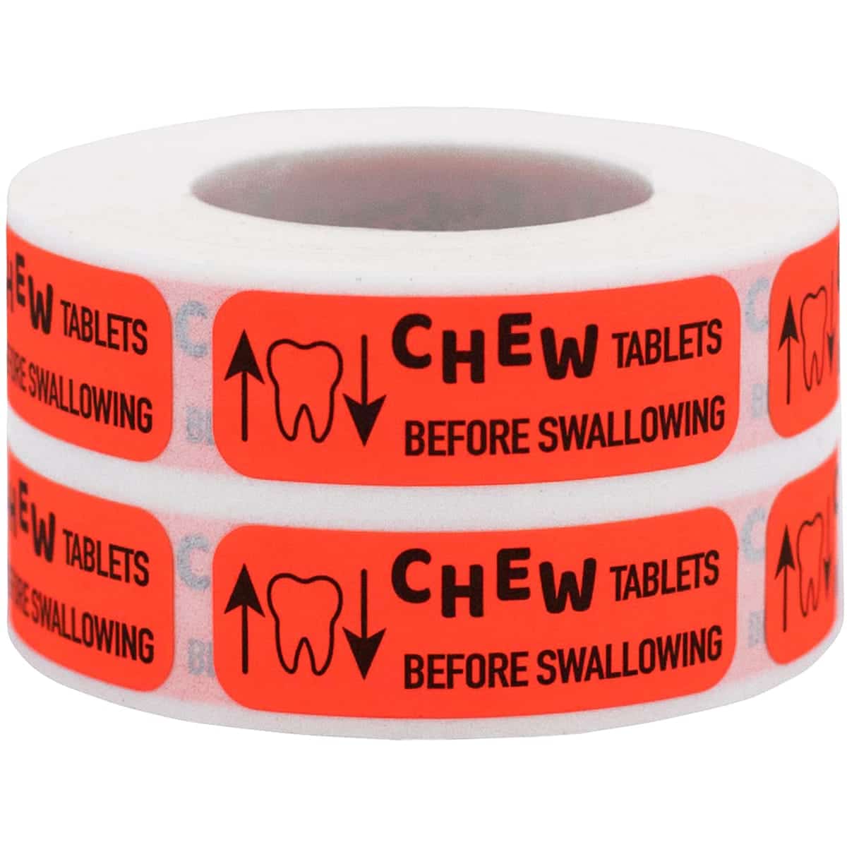 Chew Tablets Before Swallowing Labels | 0.5" x 1.5" QTY 500 Chew Tablets Before Swallowing Labels | 0.5" x 1.5" QTY 500