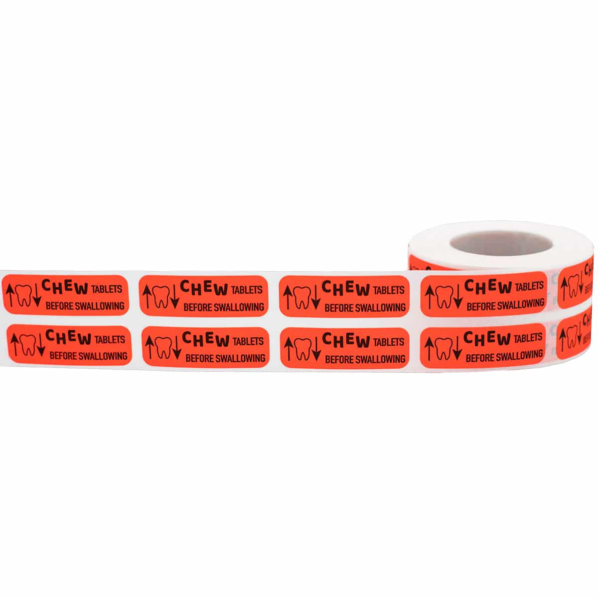 Chew Tablets Before Swallowing Labels | 0.5" x 1.5" QTY 500 Chew Tablets Before Swallowing Labels | 0.5" x 1.5" QTY 500