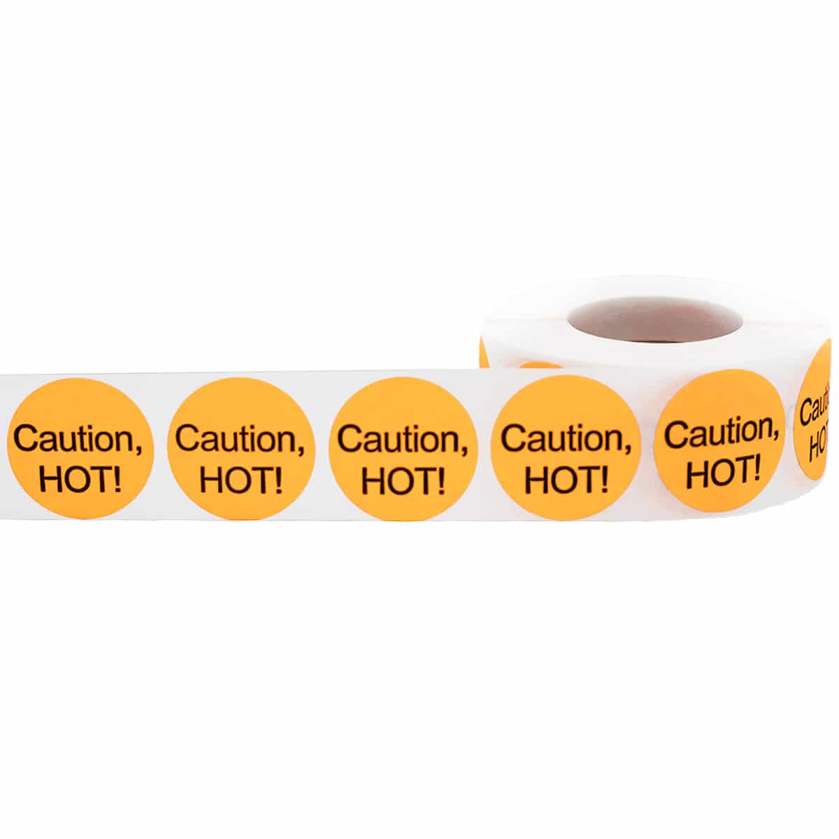 Caution, Hot! 1" Round Deli Labels QTY 500