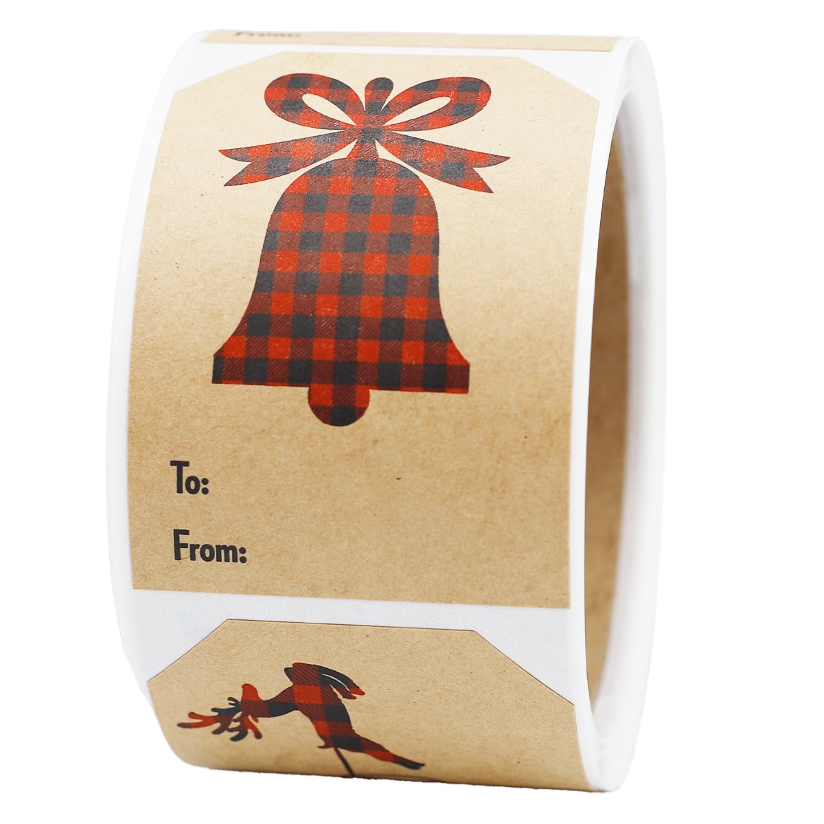 Plaid Christmas Silhouettes Gift Tag Stickers Qty 100