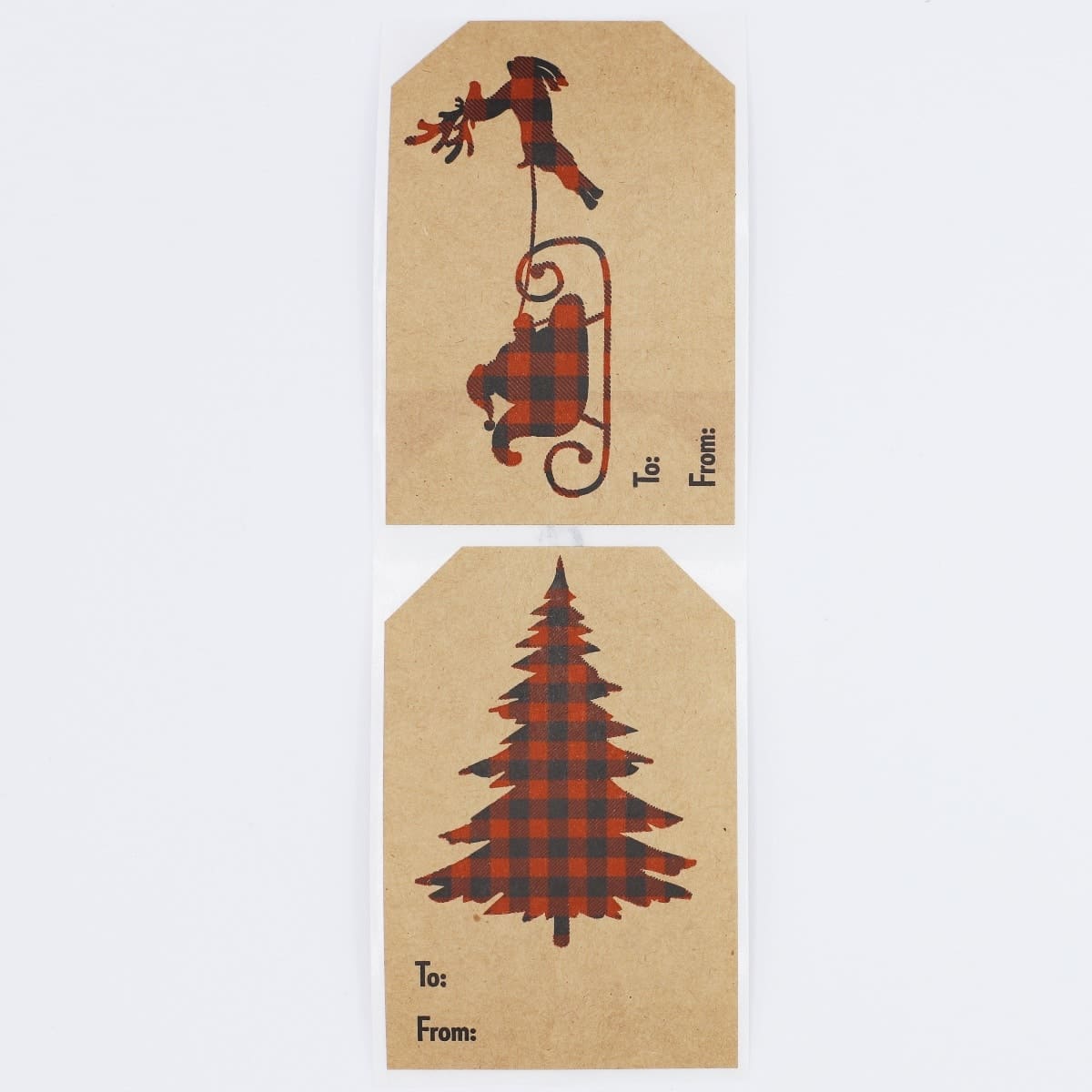 Plaid Christmas Silhouettes Gift Tag Stickers Qty 100