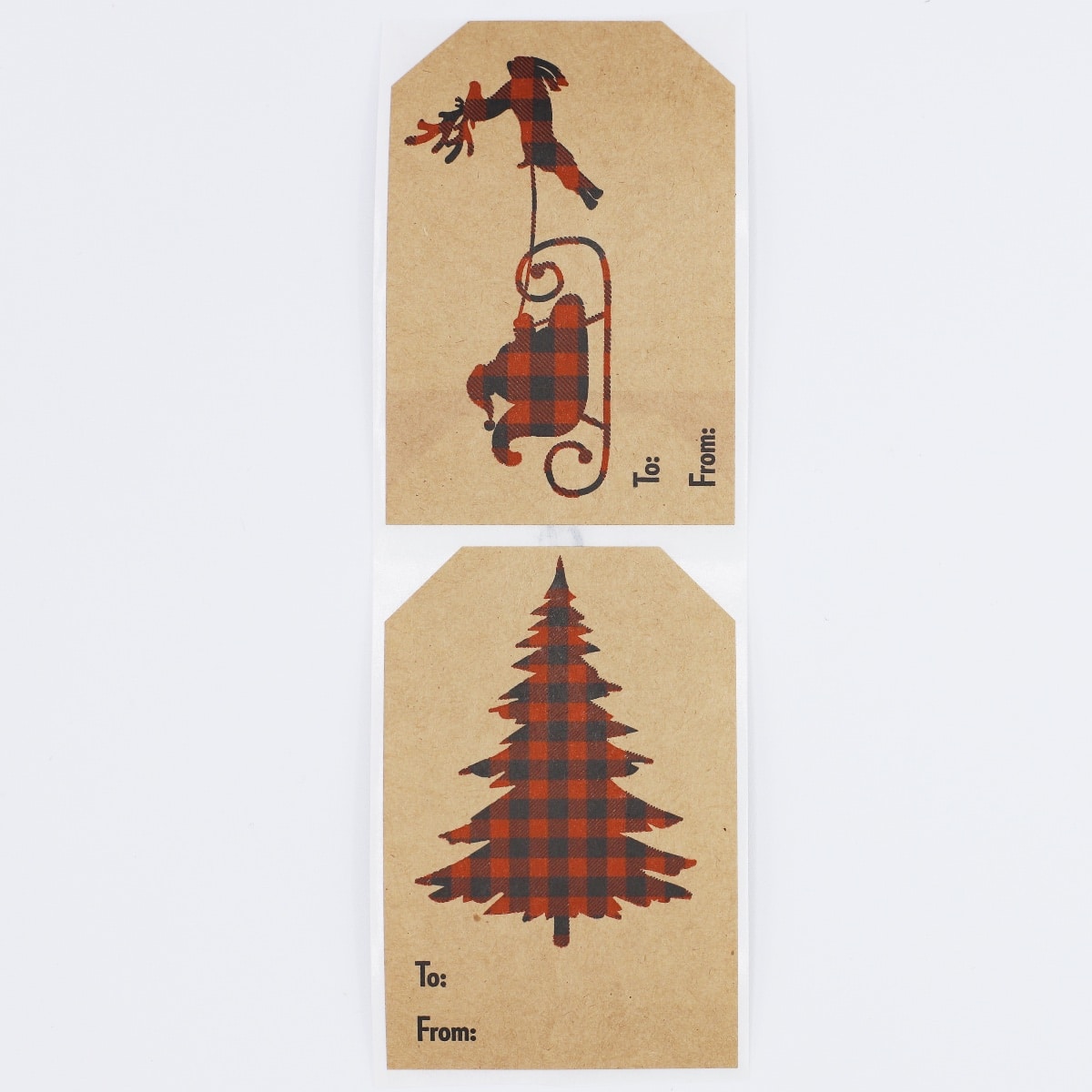 Plaid Country Christmas Gift Tag Stickers QTY 25 Plaid Country Christmas Gift Tag Stickers QTY 25