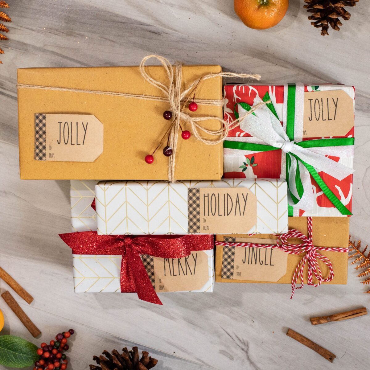 Rustic Farmhouse Style Christmas Gift Tag Stickers QTY 100 Rustic Farmhouse Style Christmas Gift Tag Stickers QTY 100