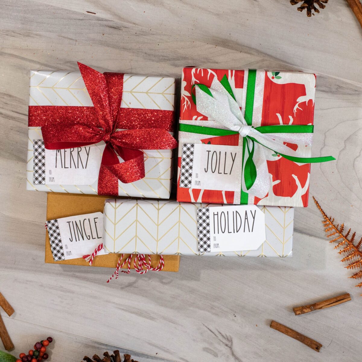 Farmhouse Style Christmas Gift Tag Stickers QTY 25