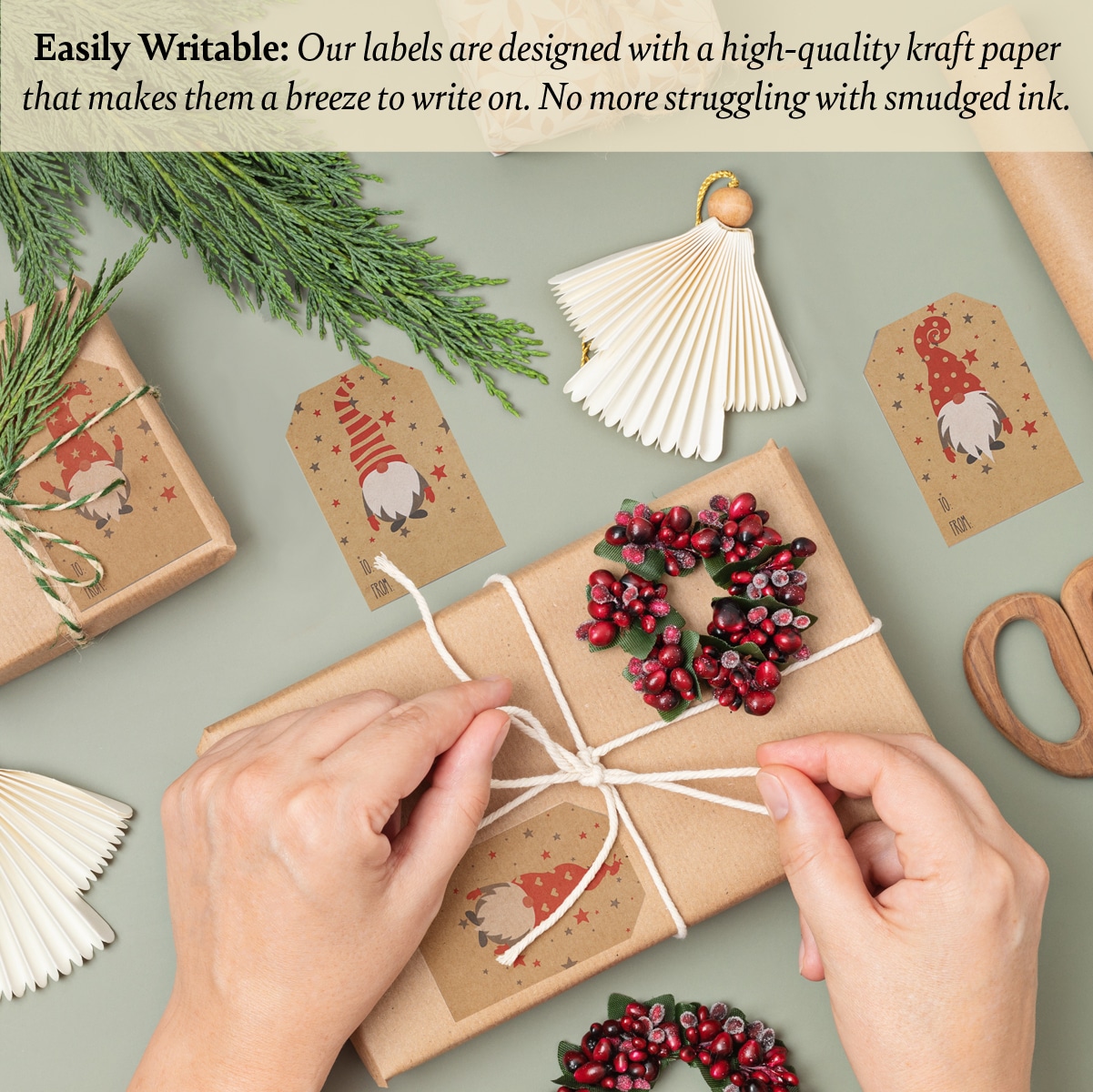 Gnome Kraft Christmas Gift Tag Stickers 25 Qty Gnome Kraft Christmas Gift Tag Stickers 25 Qty