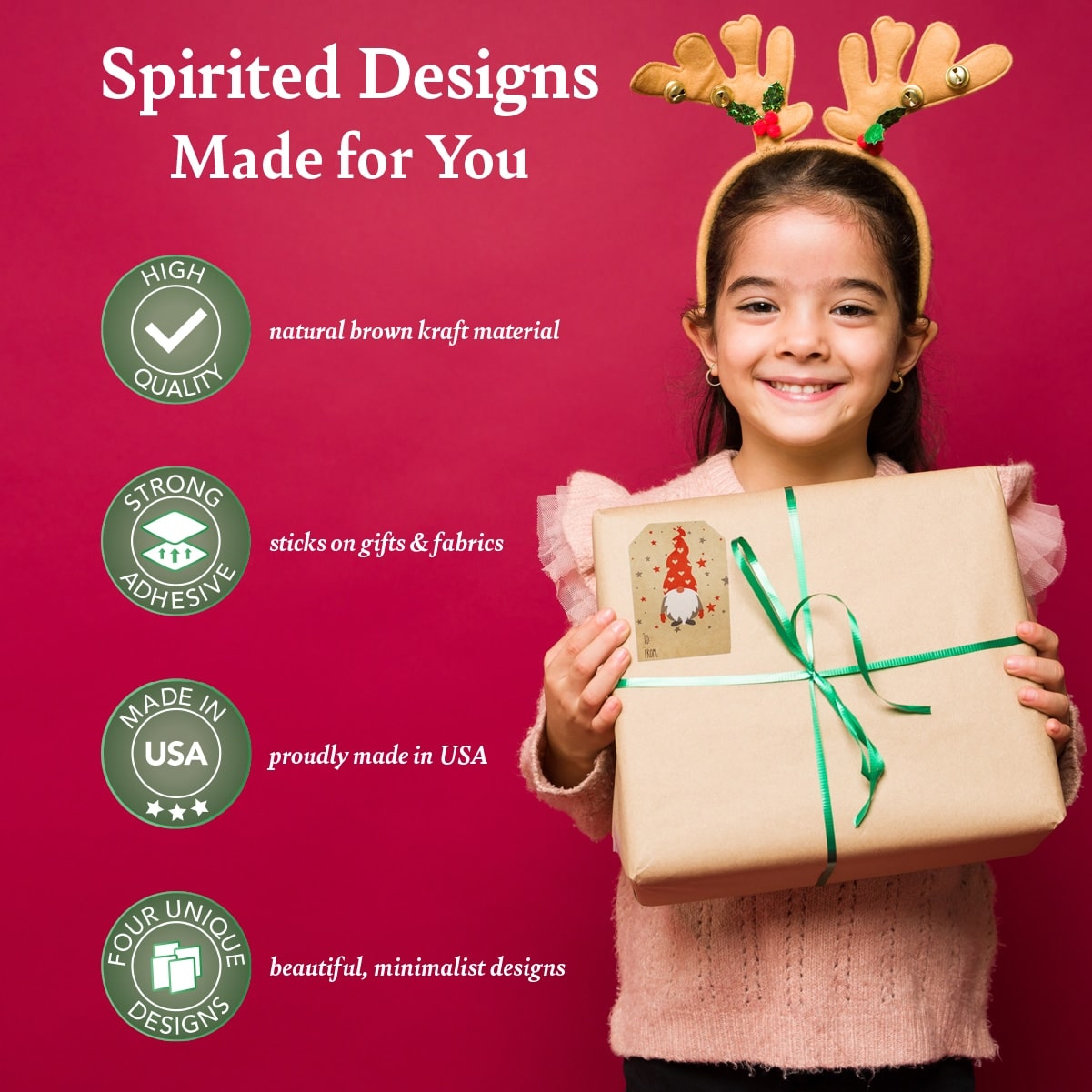 Gnome Kraft Christmas Gift Tag Stickers QTY 100 Gnome Kraft Christmas Gift Tag Stickers QTY 100