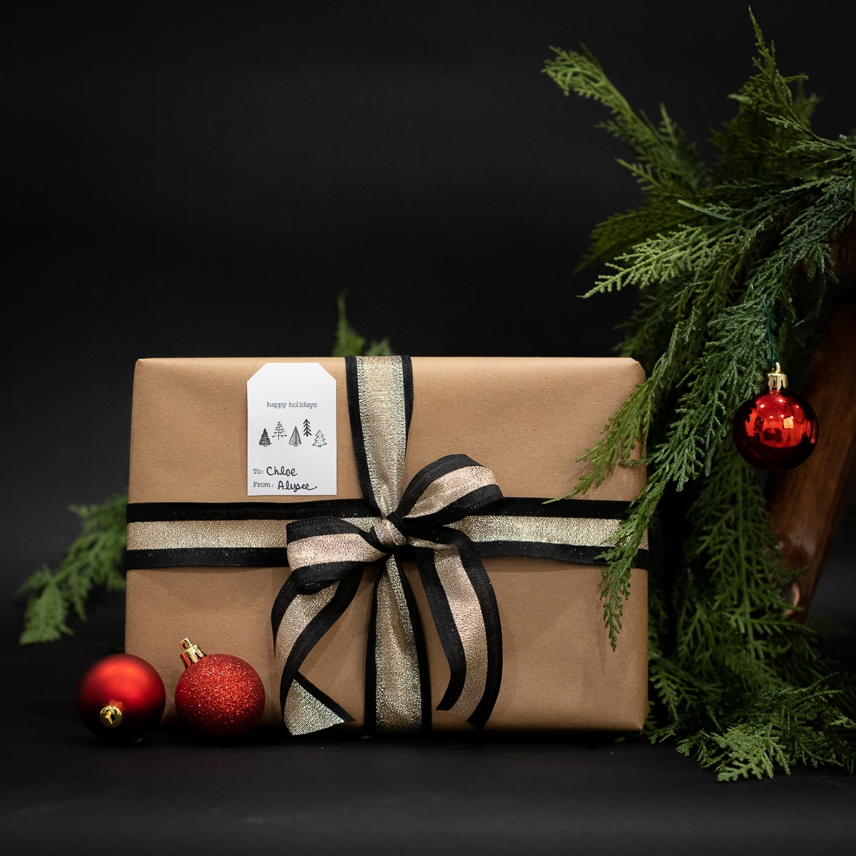 White Boho Christmas Tree Gift Tag Stickers QTY 25