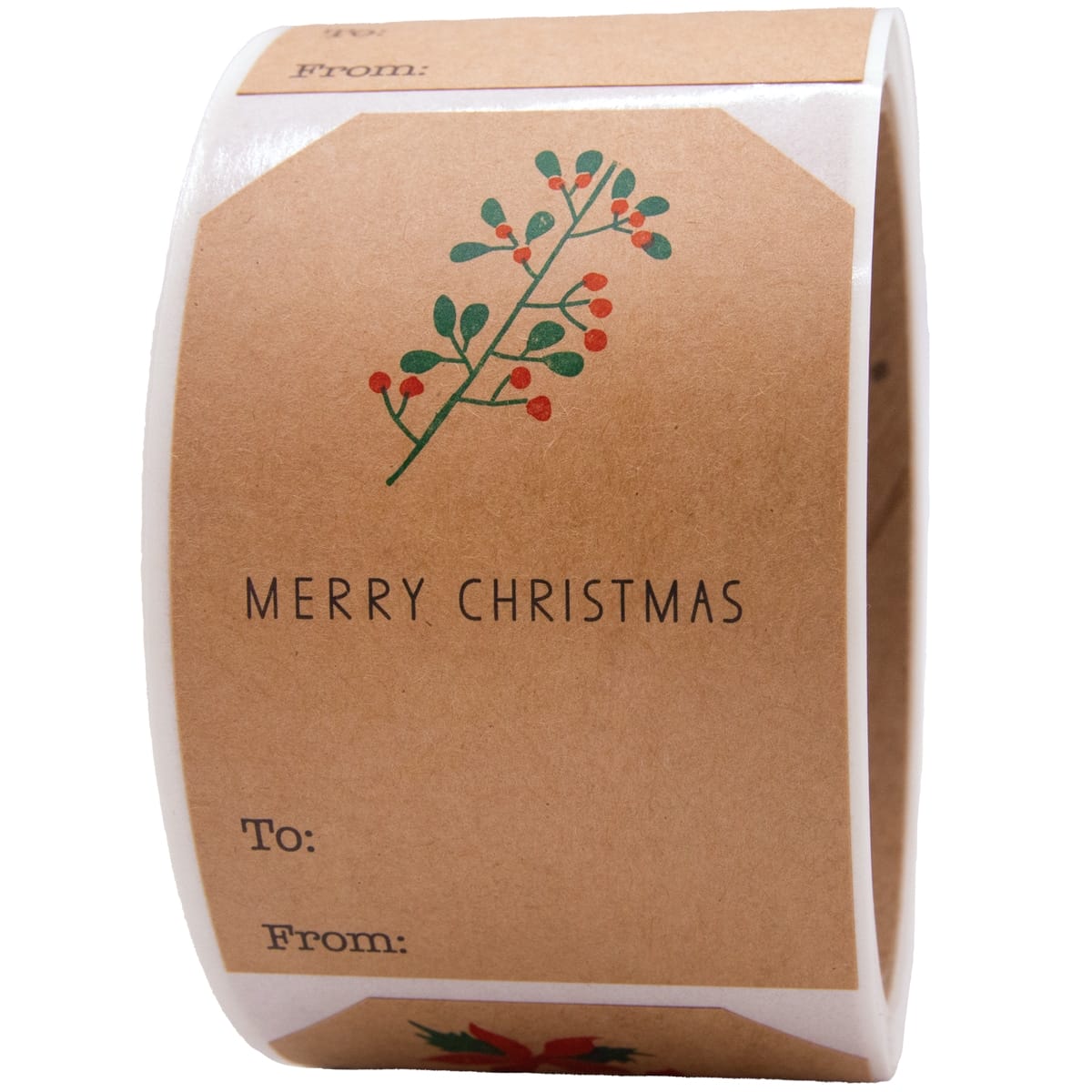 Kraft Boho Mistletoe Christmas Adhesive Gift Tags QTY 25 Kraft Boho Mistletoe Christmas Adhesive Gift Tags QTY 25