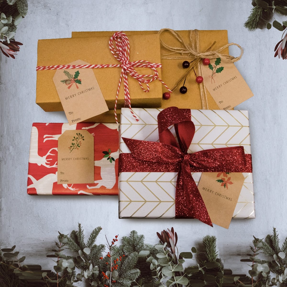 Kraft Boho Mistletoe Christmas Adhesive Gift Tags QTY 25 Kraft Boho Mistletoe Christmas Adhesive Gift Tags QTY 25