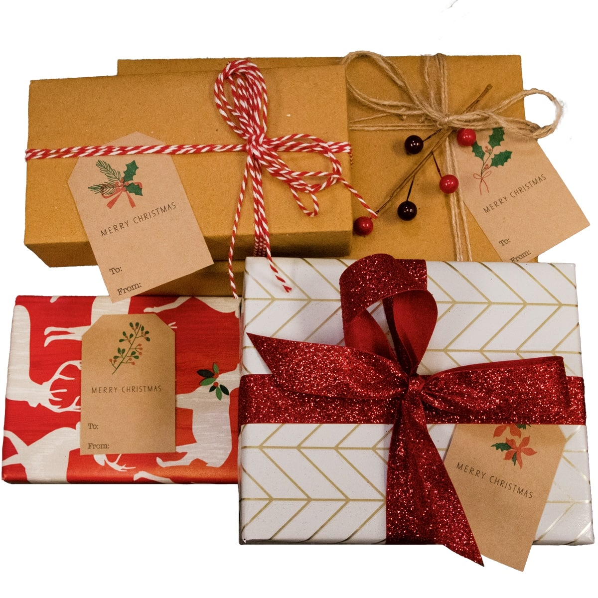 Mistletoe Holiday Christmas Adhesive Gift Tags QTY 100