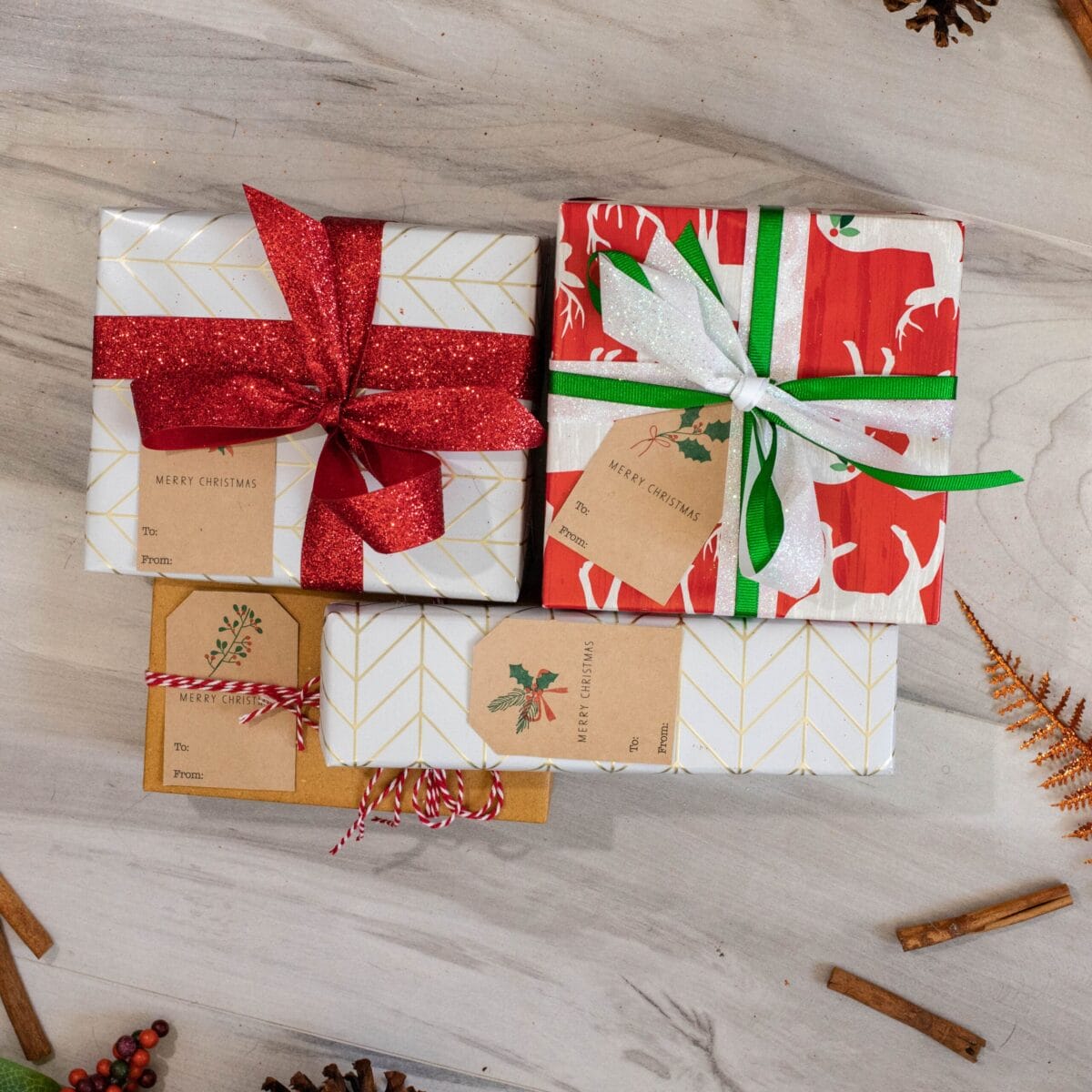 Kraft Boho Mistletoe Christmas Adhesive Gift Tags QTY 25 Kraft Boho Mistletoe Christmas Adhesive Gift Tags QTY 25