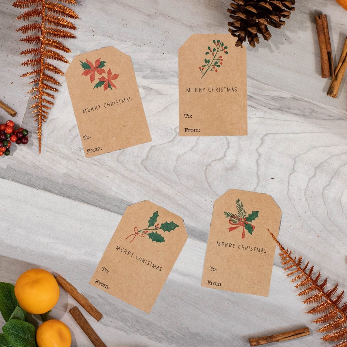 Kraft Boho Mistletoe Christmas Adhesive Gift Tags QTY 25 Kraft Boho Mistletoe Christmas Adhesive Gift Tags QTY 25