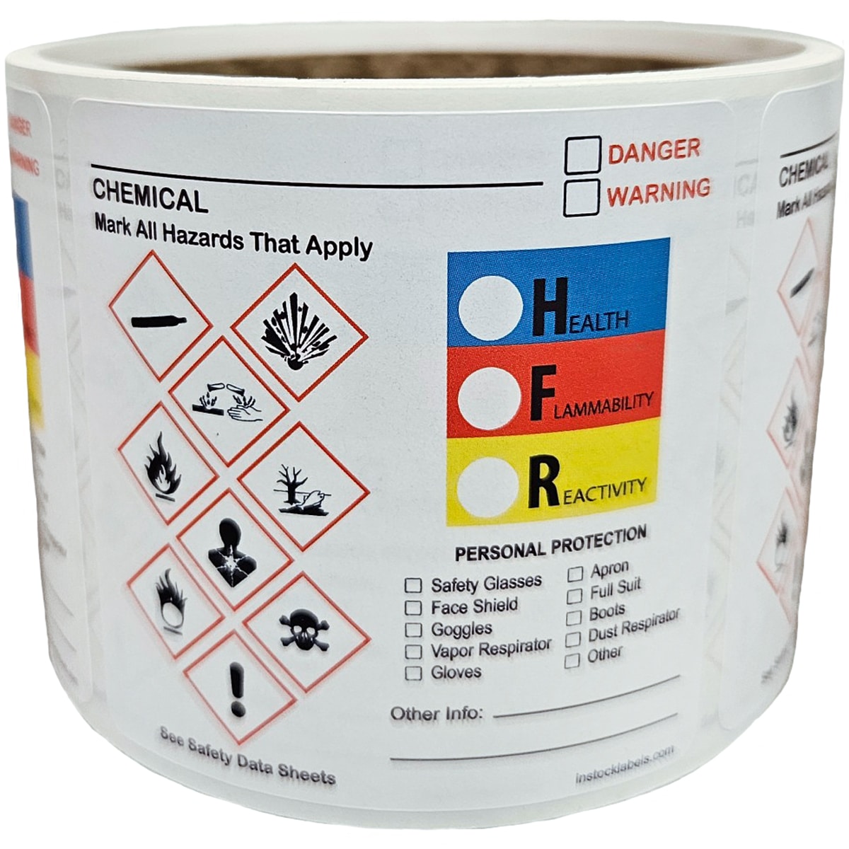 NFPA Chemical DOT Hazmat HMIS Labels for PPE QTY 500