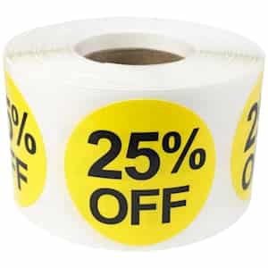 25 Percent Off Labels 1.5" QTY 500