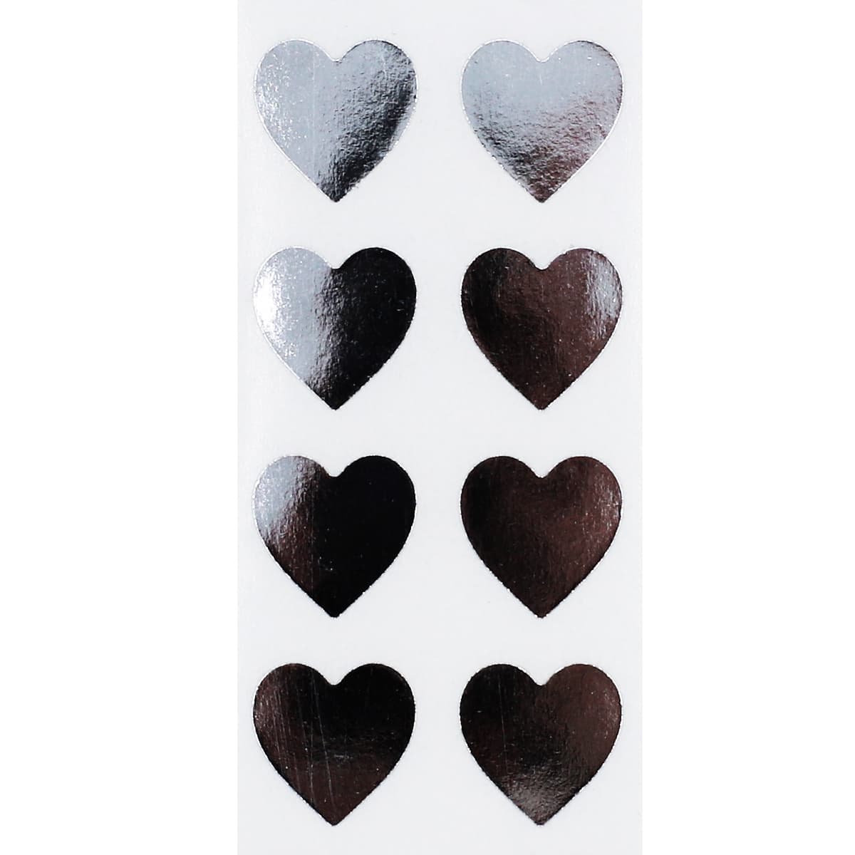 Silver Sparkly Peel-Off Love Heart Stickers – Waterproof – 8x7mm – 1 Sheet