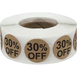 30 Percent Off Brown Kraft Labels 3/4" Quantity 500