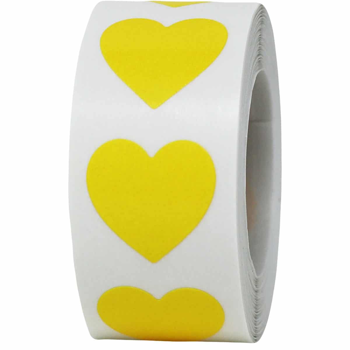 Yellow Heart Stickers 3/4 Inch QTY 500