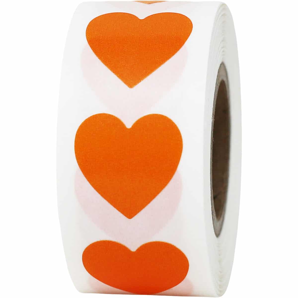 Orange Heart Stickers 3/4" QTY 500 Orange Heart Stickers 3/4" QTY 500
