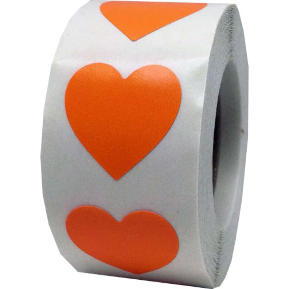 Orange Heart Stickers 3/4" QTY 500 Orange Heart Stickers 3/4" QTY 500