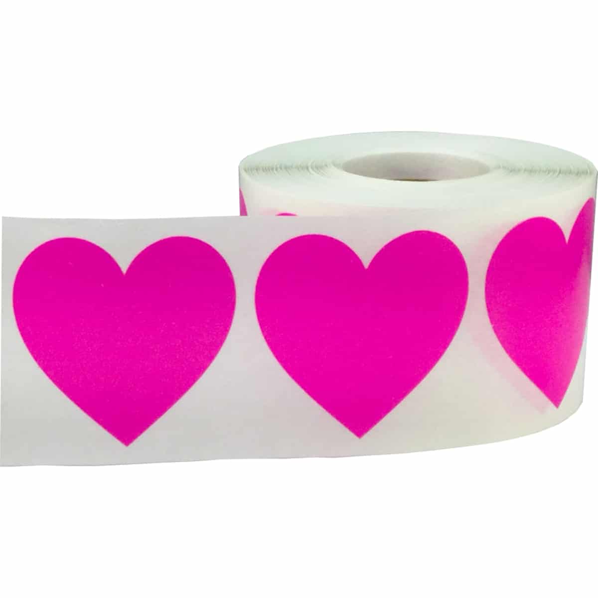 Hot Pink Heart Stickers 1.5" QTY 500 Hot Pink Heart Stickers 1.5" QTY 500