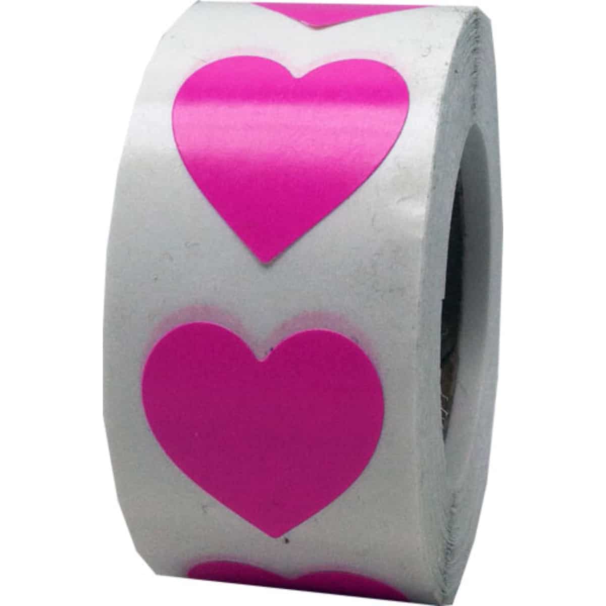Hot Pink Heart Stickers 3/4" QTY 500 Hot Pink Heart Stickers 3/4" QTY 500