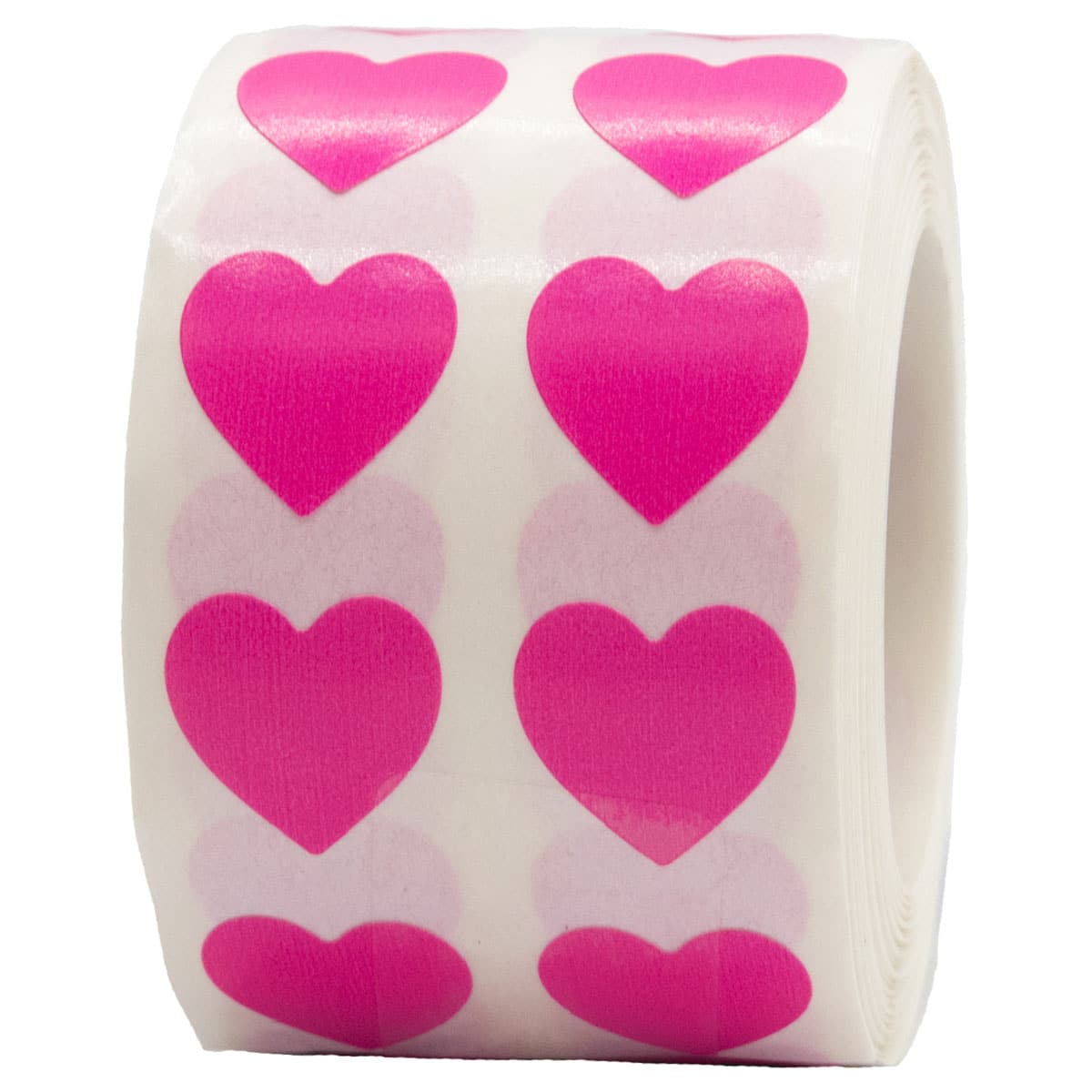 Small Hot Pink Heart Stickers 1/2" QTY 1,000