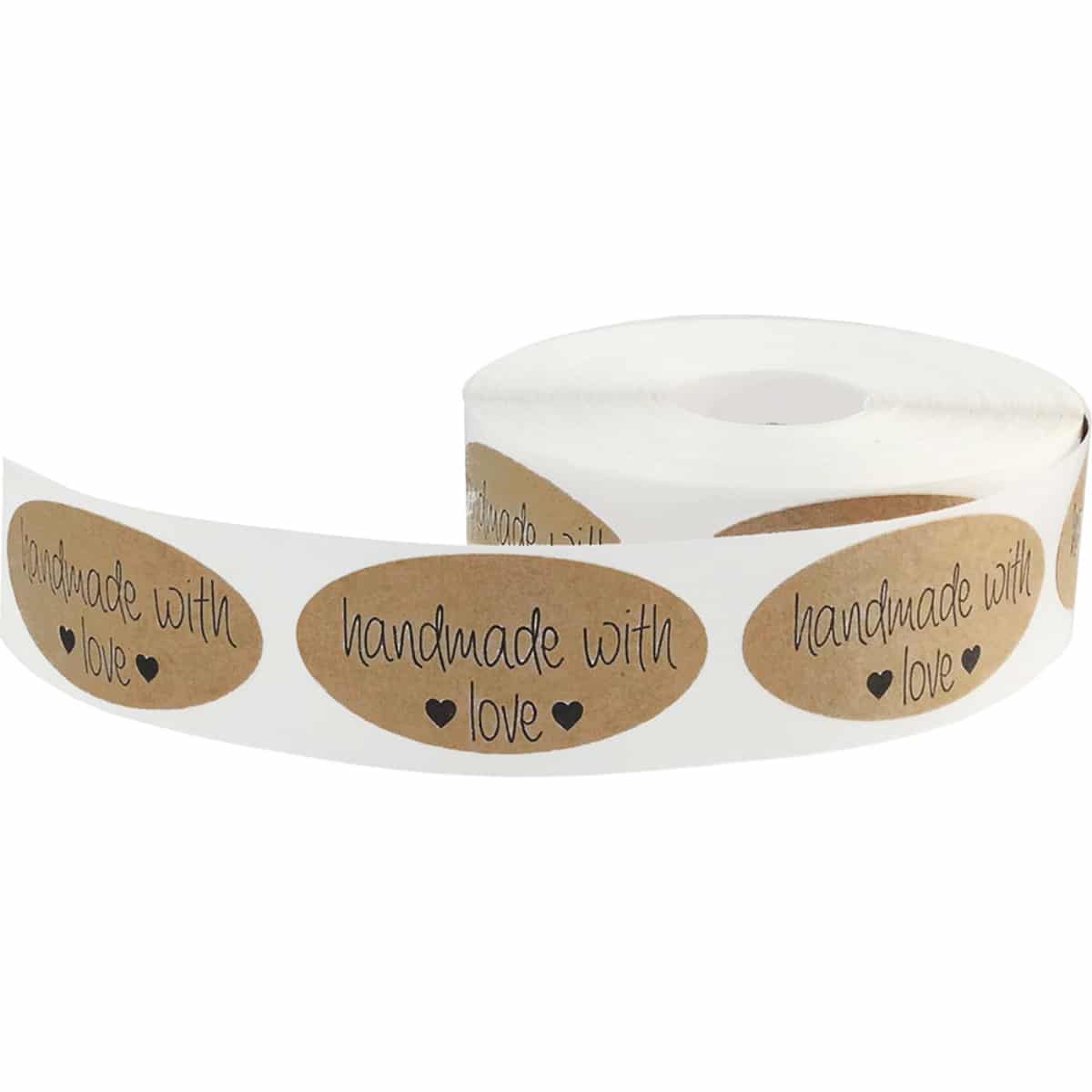 Handmade with Love Oval Shape Kraft Labels QTY 500 Handmade with Love Oval Shape Kraft Labels QTY 500