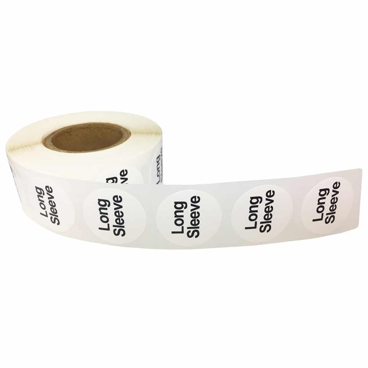 White/Black Round Long Sleeve Standard Size Stickers for Shirts QTY 500