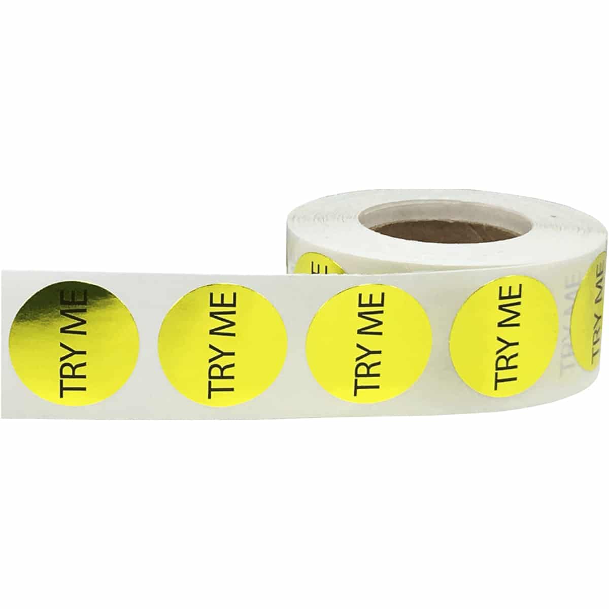 Gold Try Me Stickers 3/4" Round QTY 500 Gold Try Me Stickers 3/4" Round QTY 500
