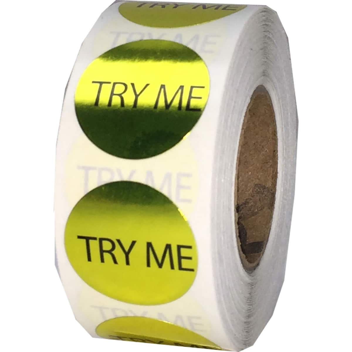 Gold Try Me Stickers 3/4" Round QTY 500 Gold Try Me Stickers 3/4" Round QTY 500