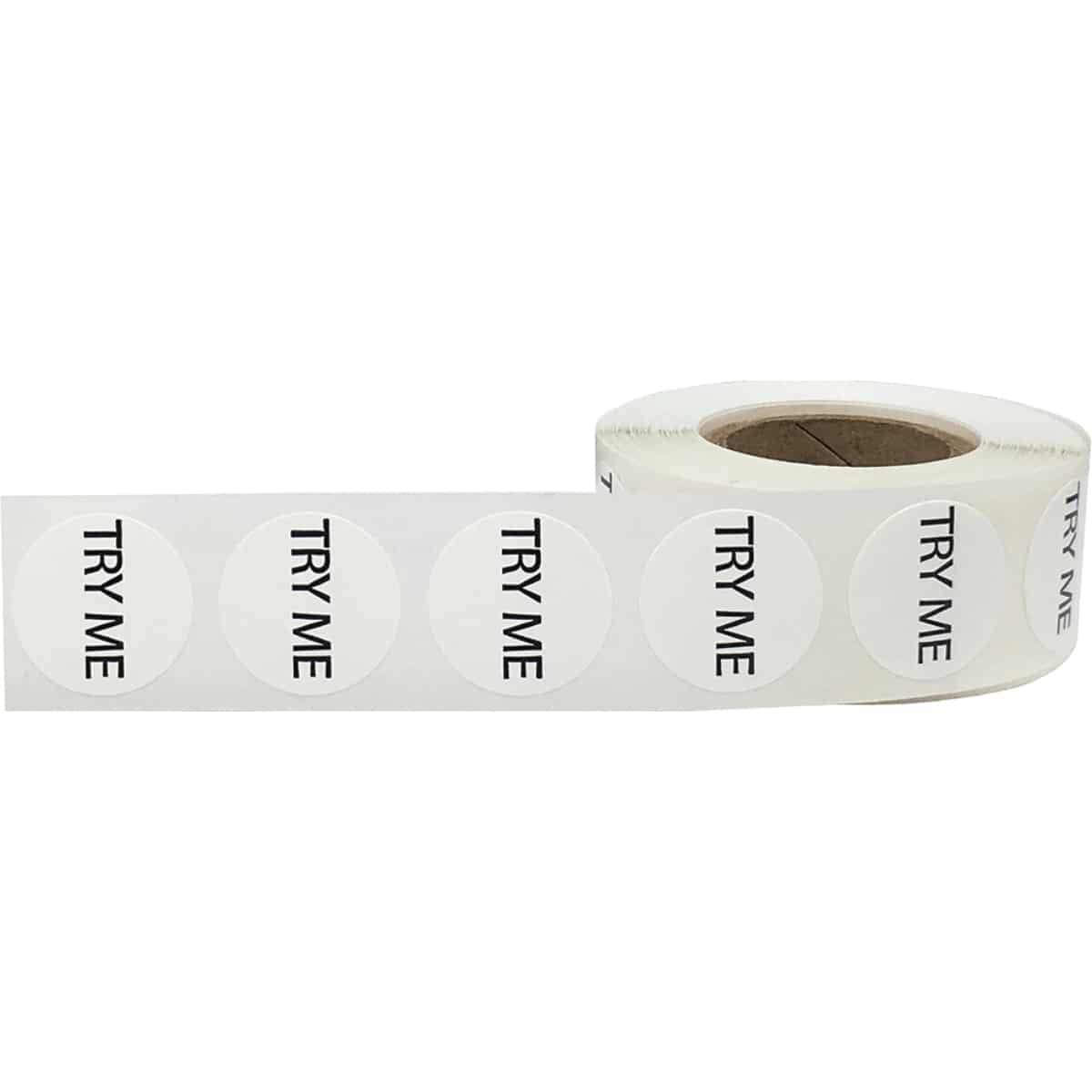 White Try Me Stickers 3/4" Round QTY 500 White Try Me Stickers 3/4" Round QTY 500