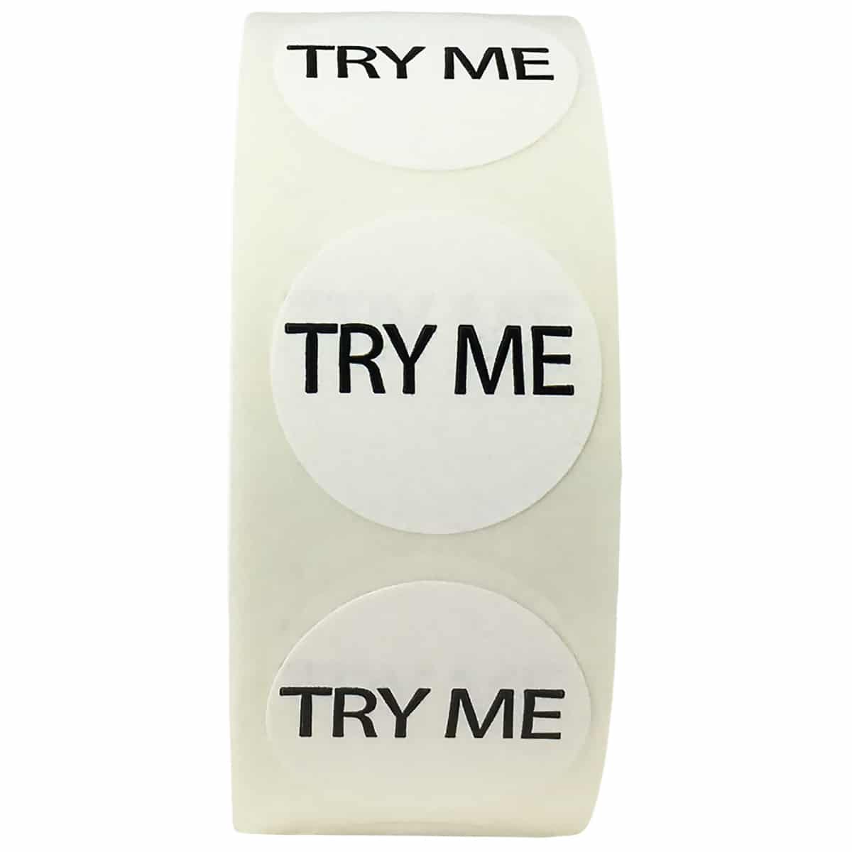 White Try Me Stickers 3/4" Round QTY 500 White Try Me Stickers 3/4" Round QTY 500