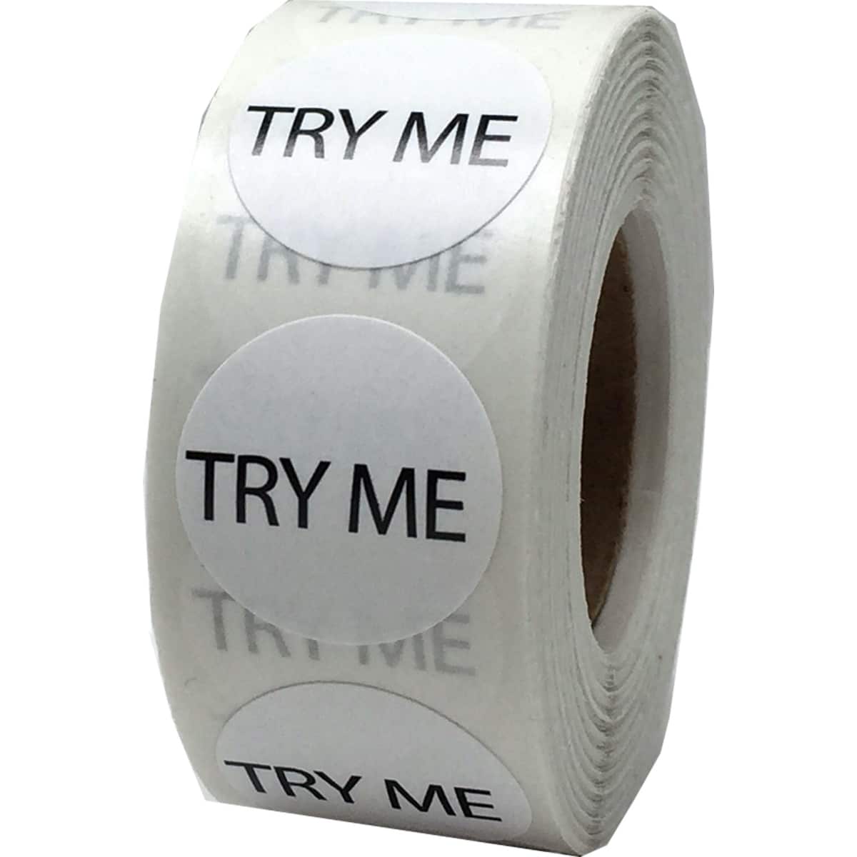 White Try Me Stickers 3/4" Round QTY 500 White Try Me Stickers 3/4" Round QTY 500