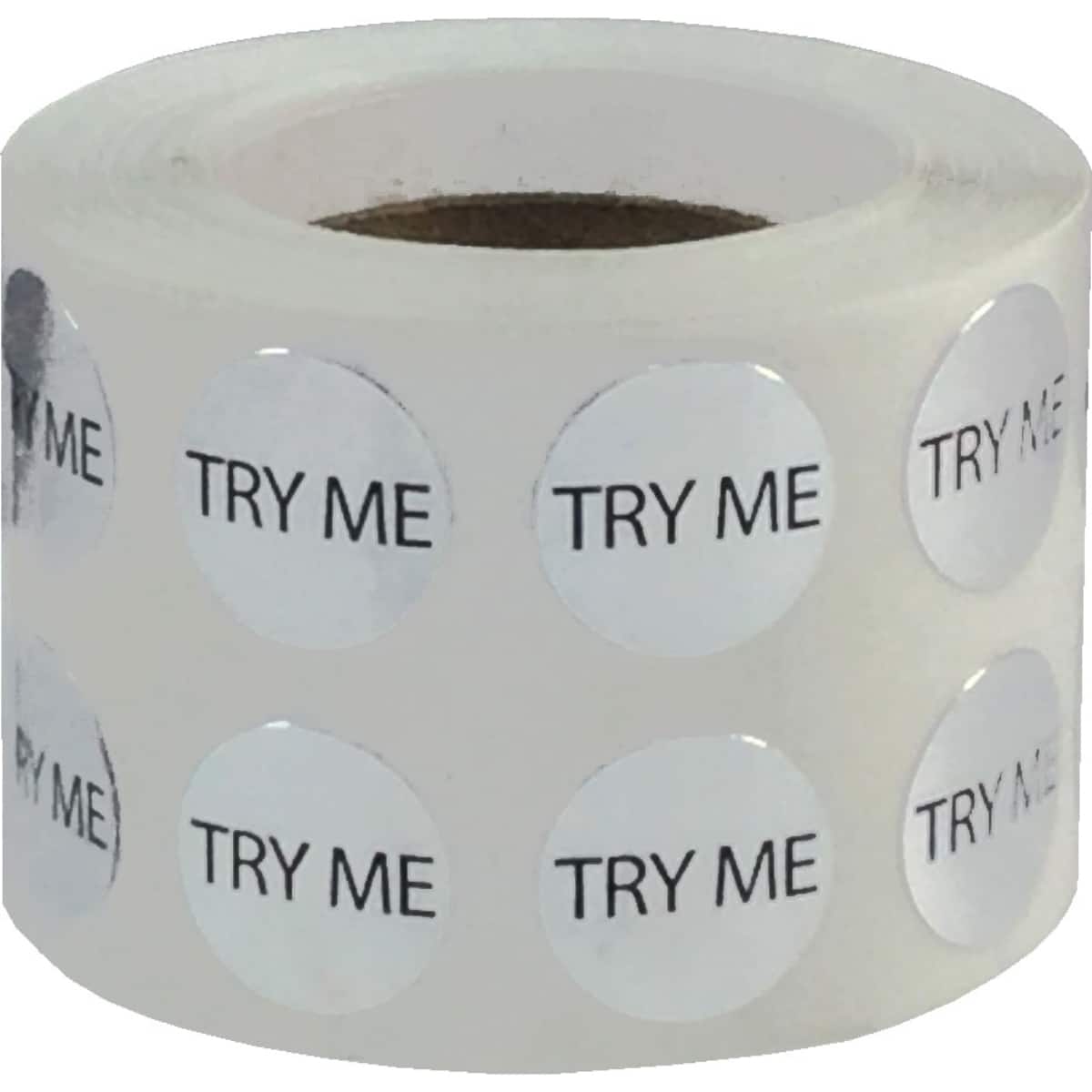 Small Silver Metallic Plastic Try Me Stickers 1/2" Round QTY 1,000 Small Silver Metallic Plastic Try Me Stickers 1/2" Round QTY 1,000