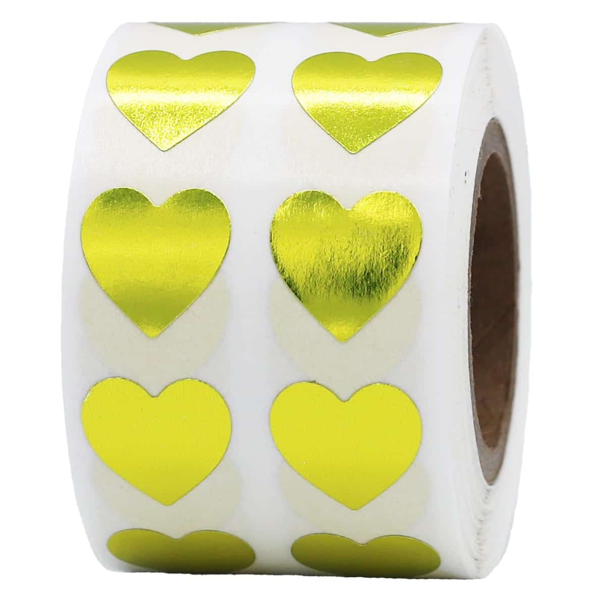 Small Metallic Gold Heart Stickers 1/2" QTY 1,000